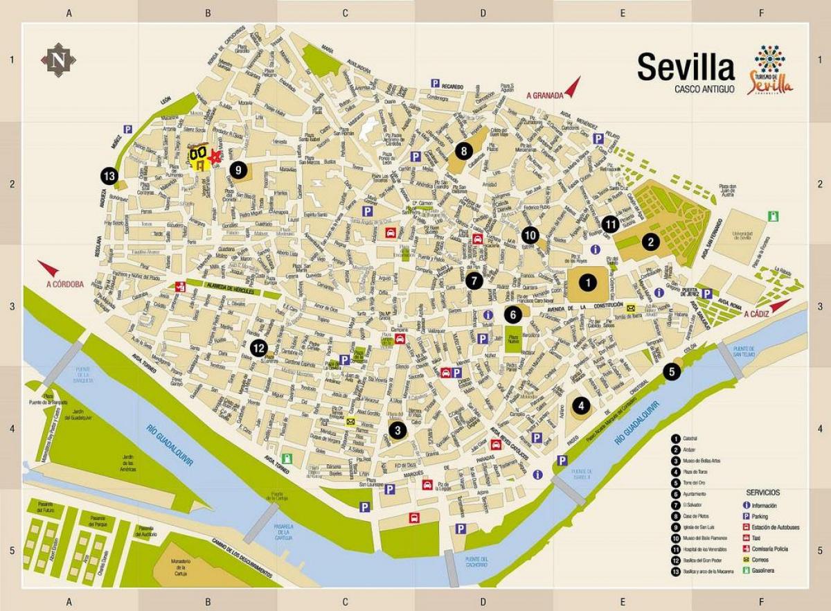 карта бесплатные карты улиц Севильи Испания