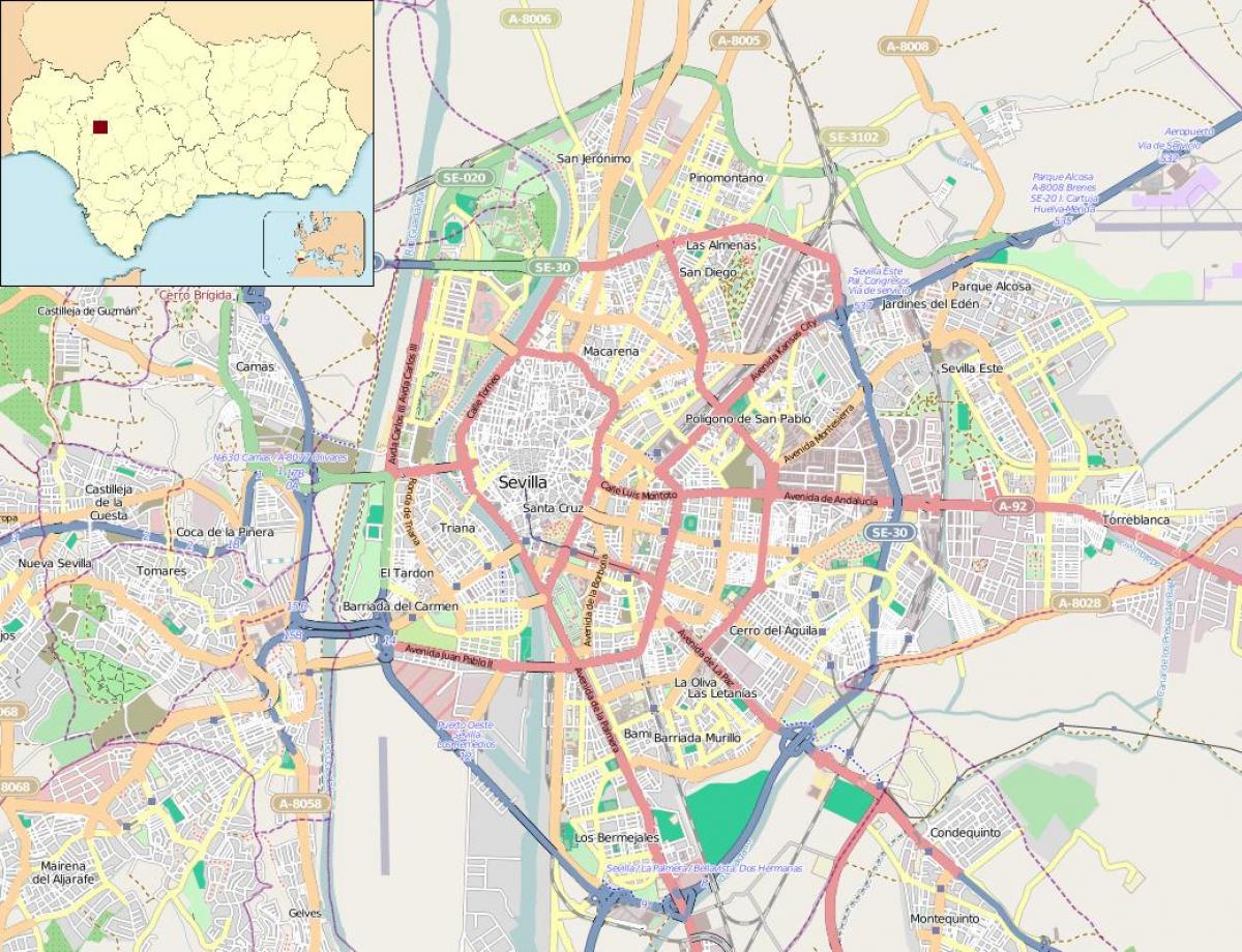карта Севильи Испания кварталы