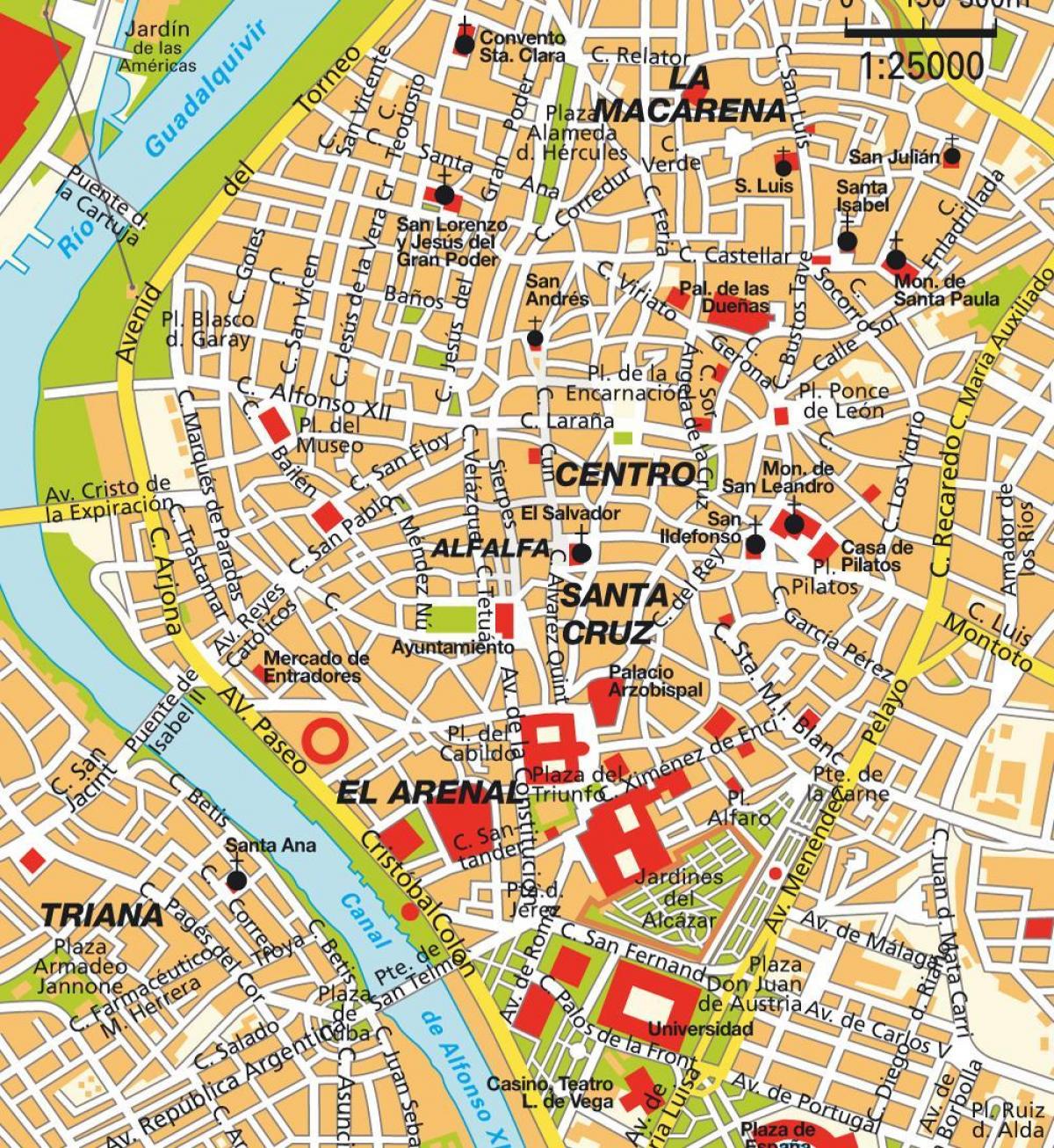 карта Севилья Испания центр города 