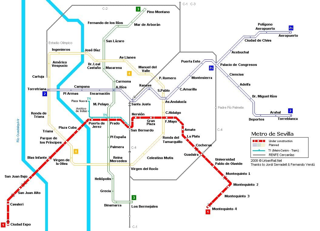 карта метрополитена Севильи