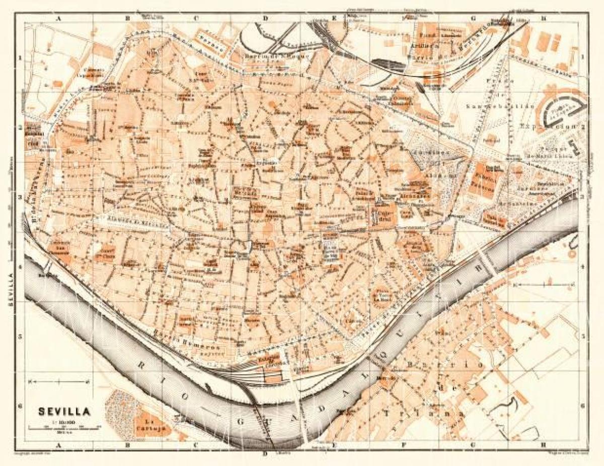 карта старого города Севильи в Испании