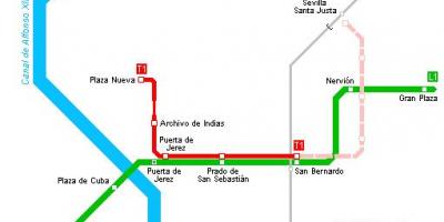 Карта Севильи трамвай
